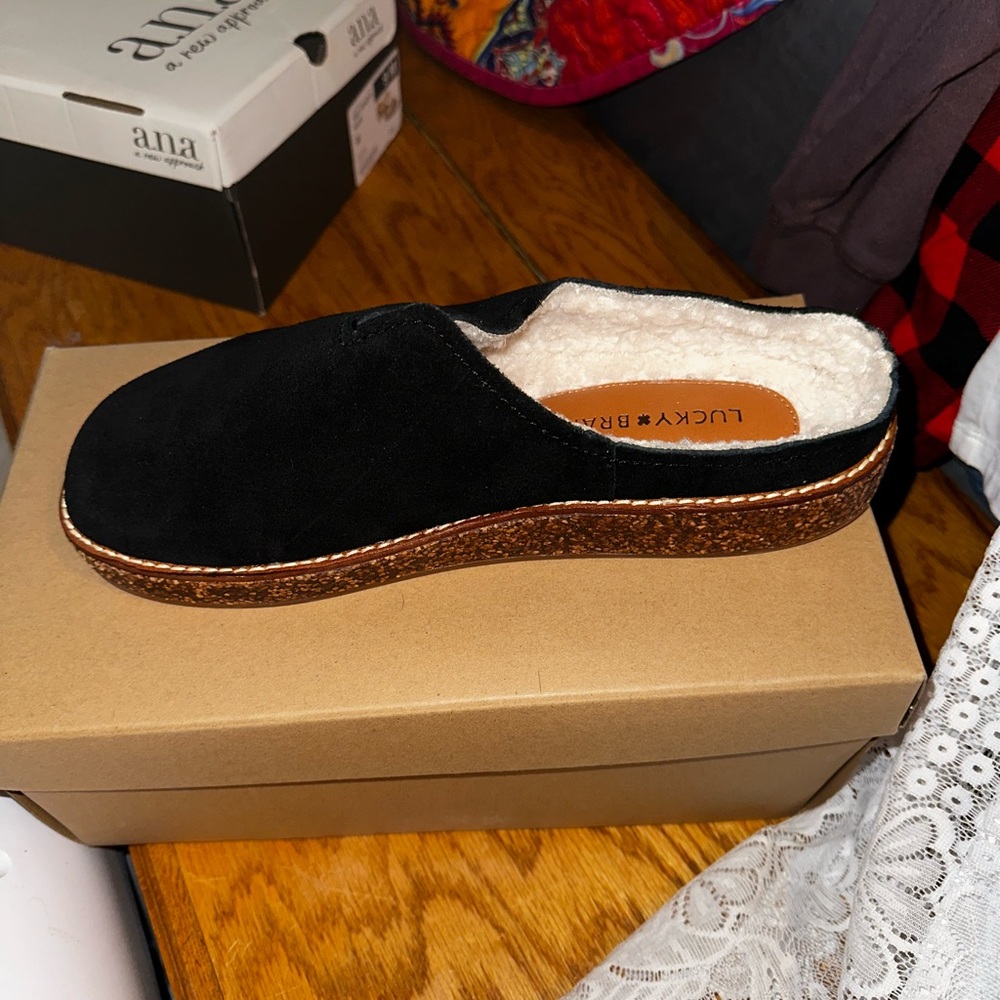 Lucky Brand suede mules